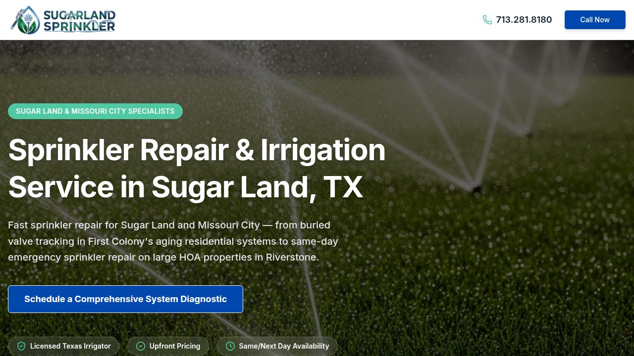 Sprinkler Repair Sugar Land TX | Same-Day Irrigation Service ...